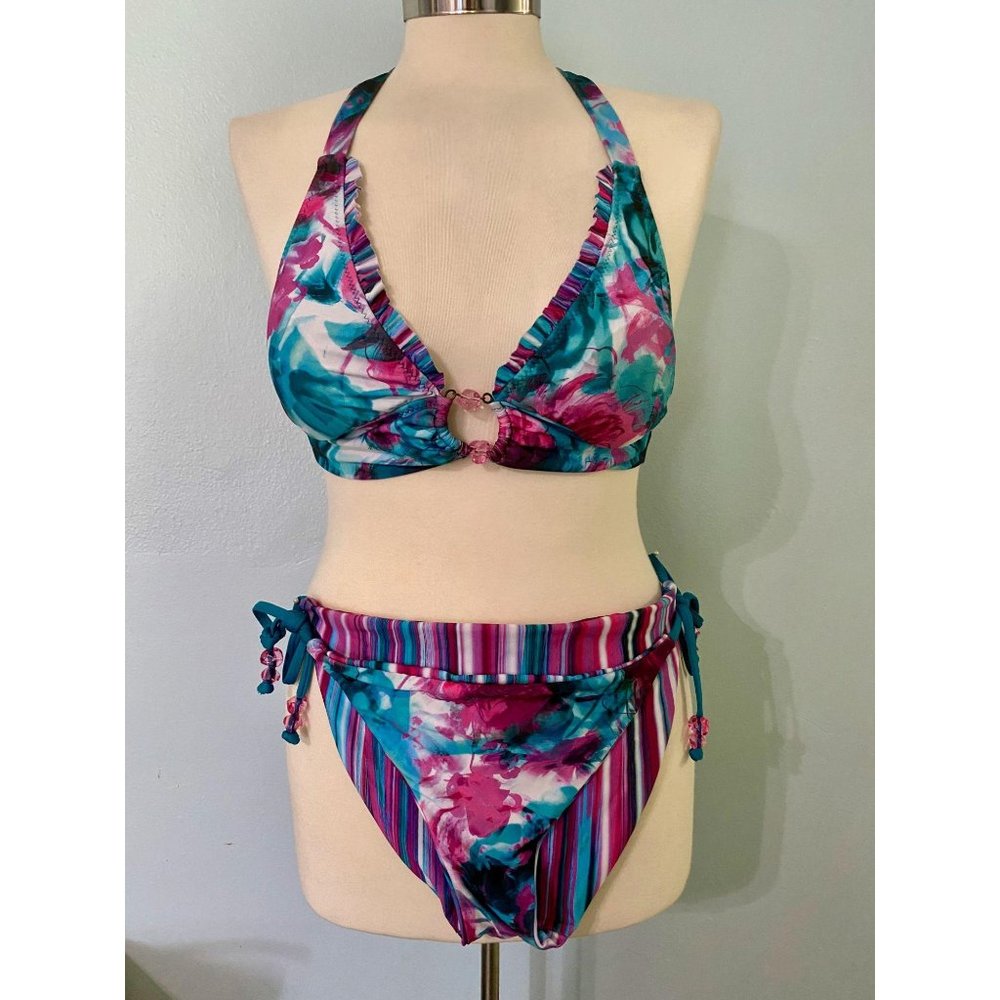 Seaglass & Stripes Reversible BECCA Halter Bikini